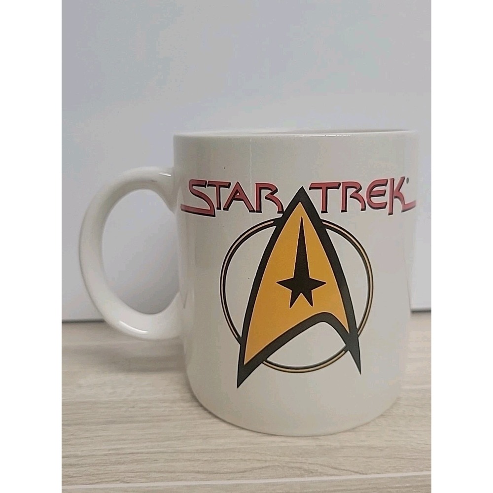 Vtg 1994 Star Trek Pfaltzgraff Ceramic Coffee Mug Double Sided Logo EUC 11 Oz